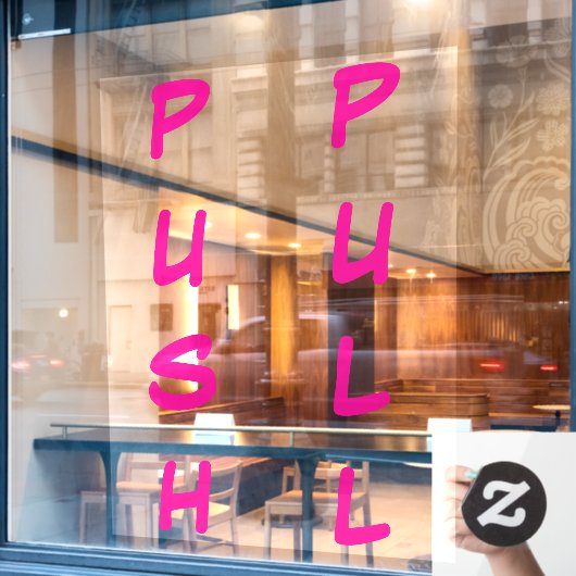 Deurfolie sticker - DUWEN / TREKKEN (Cafe Raam)