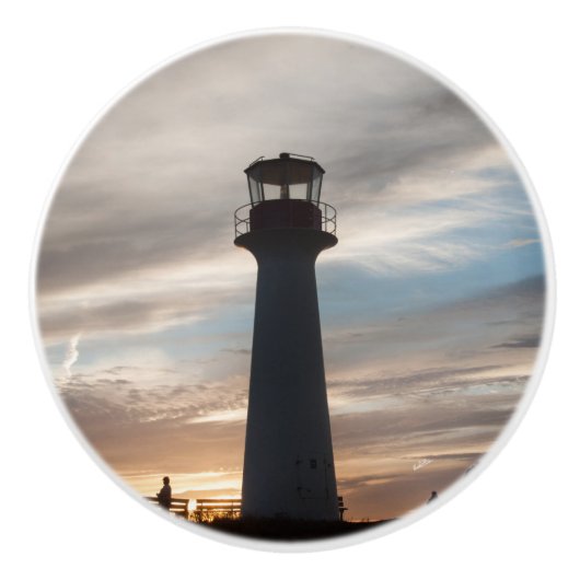 Deurhandgreep, foto van een vuurtoren keramische knop (Voorkant)