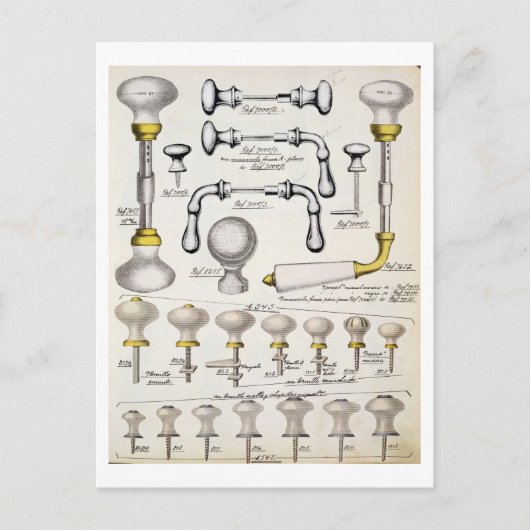 Deurhandgrepen uit een handelscatalogus van huisho briefkaart (Voorkant)