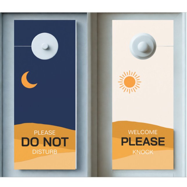 Deurhanger Modern Custom Day Night niet storen (Modern custom day night sun moon door hanger)