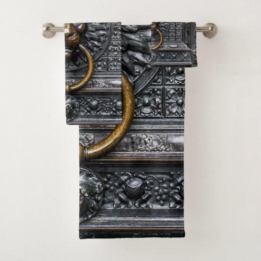 Deurklep Lion - Zwart / Goud Bad Handdoek (Insitu)