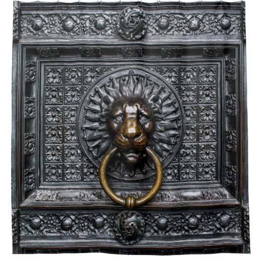 Deurklep Lion - Zwart / Goud Douchegordijn (Voorkant)