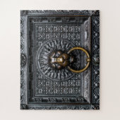 Deurklep Lion - Zwart / Goud Legpuzzel (Verticaal)