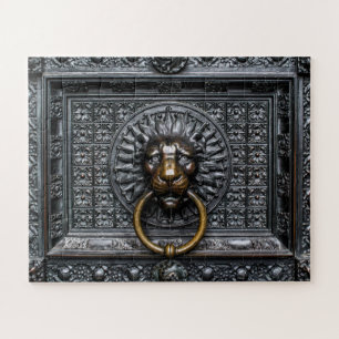 Deurklep Lion - Zwart / Goud Legpuzzel
