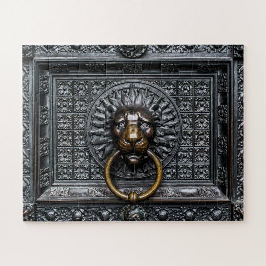 Deurklep Lion - Zwart / Goud Legpuzzel (Horizontaal)