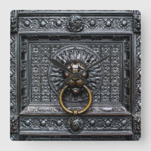 Deurklep Lion - Zwart / Goud Vierkante Klok