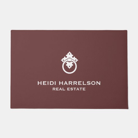  deurklopper Logo aardse rode realtor Deurmat (Voorkant)