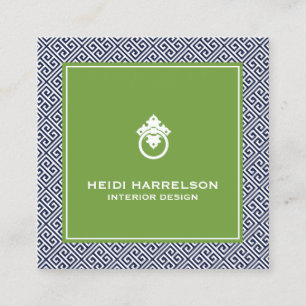  deurklopper Logo blauw/groene rand Vierkante Visitekaartje