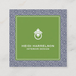  deurklopper Logo blauw/groene rand Vierkante Visitekaartje