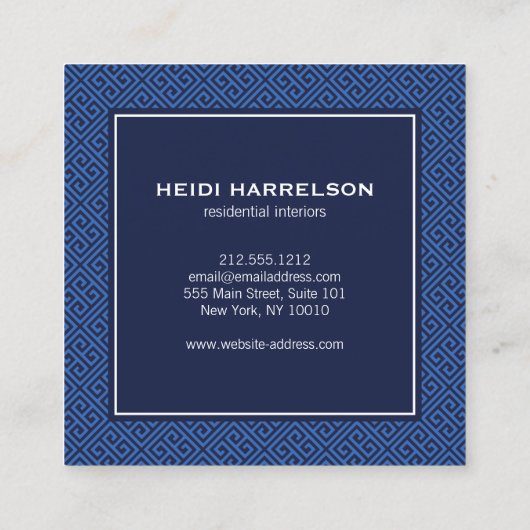  deurklopper Logo Blue Border Vierkante Visitekaartje (Achterkant)