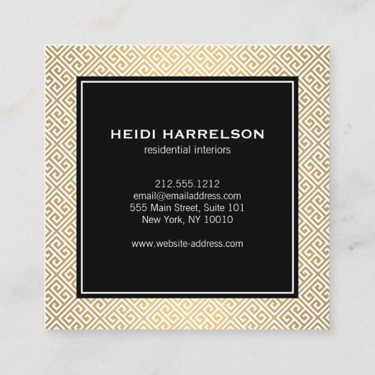  deurklopper Logo Gold/Black Border Vierkante Visitekaartje (Achterkant)