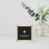  deurklopper Logo Gold/Black Border Vierkante Visitekaartje (Staand voorkant)