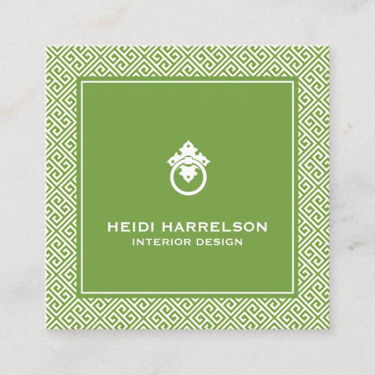 Deurklopper Logo Groene Rand Vierkante Visitekaartje (Voorkant)