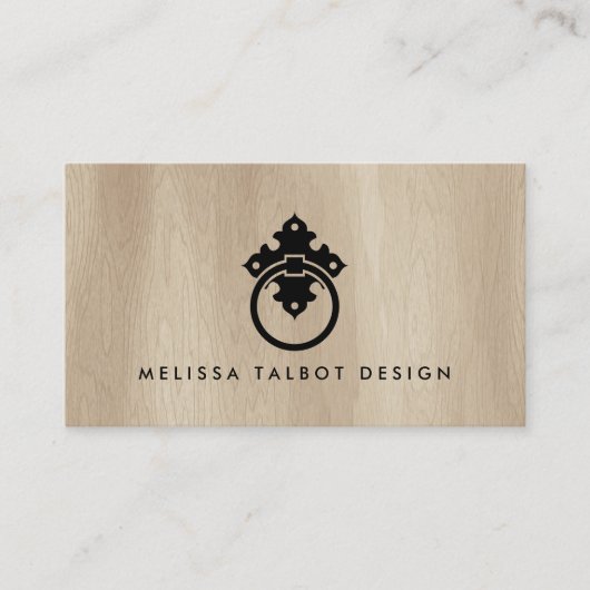 deurklopper Logo op Bleke Woodgrain Visitekaartje (Voorkant)