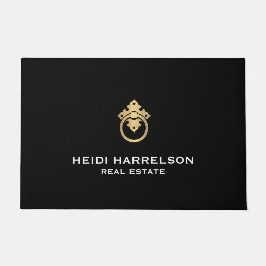  deurklopper Logo Realtor Goud/Zwart Deurmat (Voorkant)