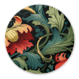 Deurknop - Art Nouveau Bloemmotief Rood Keramische Knop