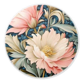 Deurknop - Art Nouveau Roze Bloemmotief Keramische Knop