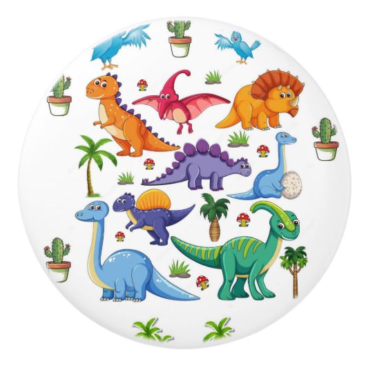 Deurknop Dinosaurus Keramische Knop (Voorkant)