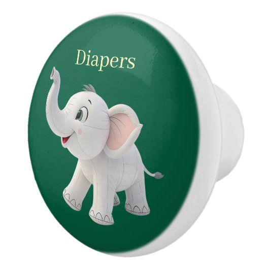 Deurknop Groene Witte Olifant Keramische Knop (Rechts)