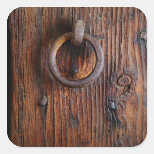  deurknop van hout vierkante sticker (Voorkant)
