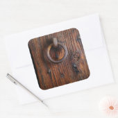  deurknop van hout vierkante sticker (Envelop)