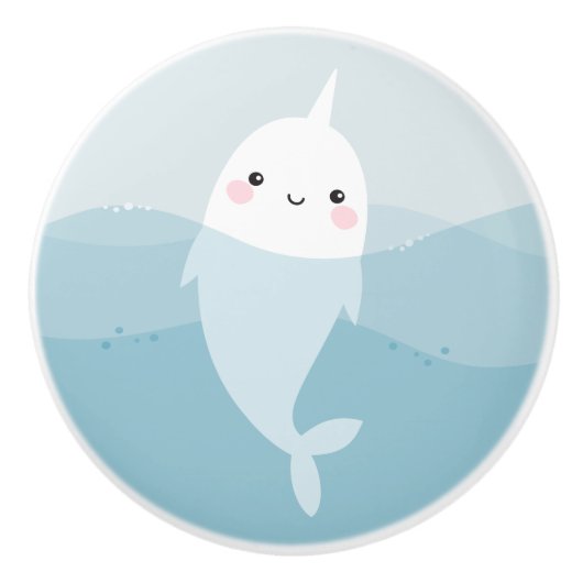 Deurknop voor Narwhal en golven Keramische Knop (Voorkant)