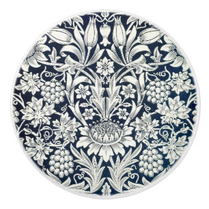 Deurknoppen - Blauw Wit Zonnebloem en Wijnstokken Keramische Knop