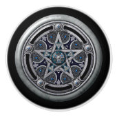 deurknoppen: Silver Pentacle Keramische Knop (Voorkant)
