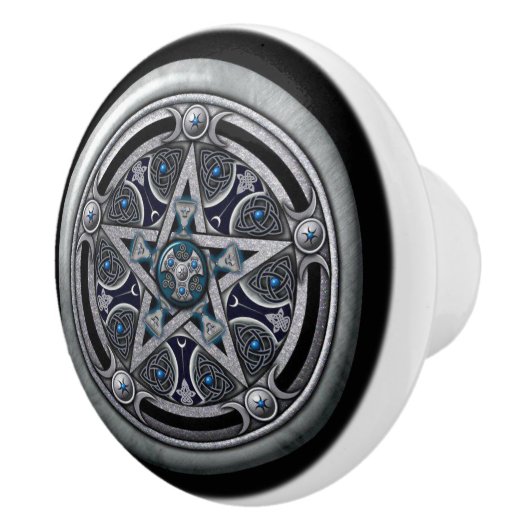 deurknoppen: Silver Pentacle Keramische Knop (Rechts)