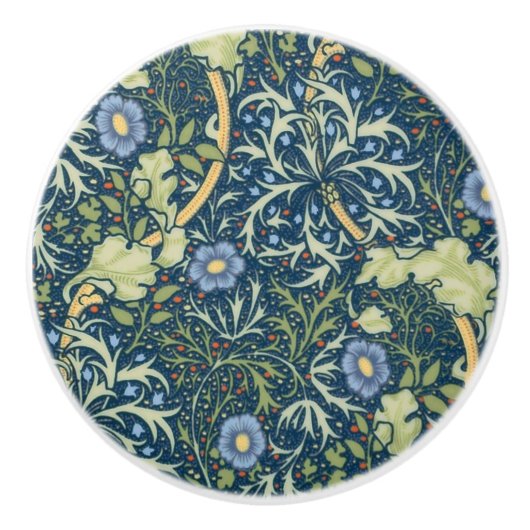 Deurknoppen - Zeewier en bloemontwerp Keramische Knop (Voorkant)