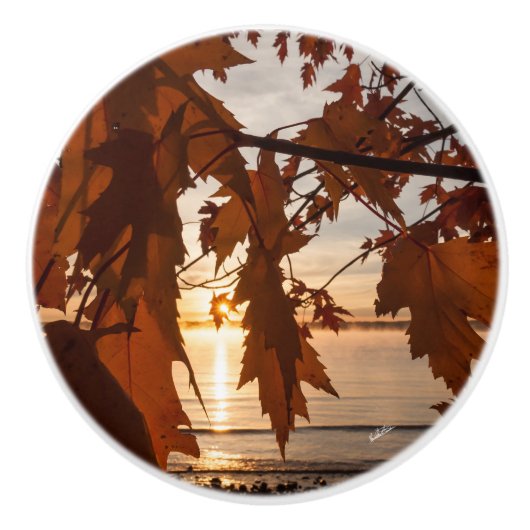 Deurkruk foto blad van esdoorns keramische knop (Voorkant)