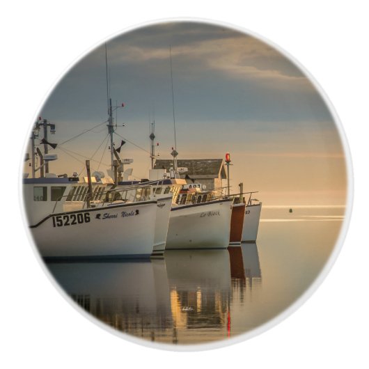 Deurkruk, foto boten van visserij keramische knop (Voorkant)