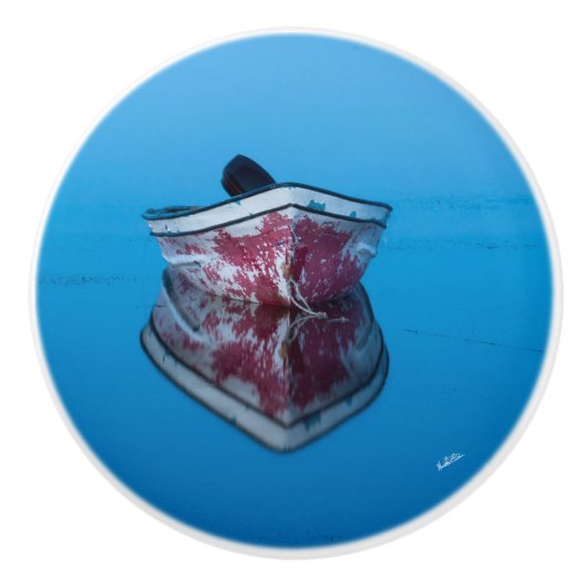 Deurkruk, foto van een boot op het water keramische knop (Voorkant)