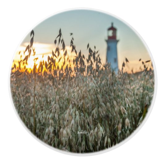 deurkruk, foto van een groot licht in velden keramische knop (Voorkant)