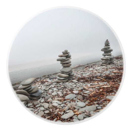Deurkruk, inukshuk foto keramische knop (Voorkant)