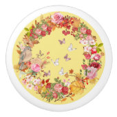 Deurkruk - Keramische knop - Flower Design (Voorkant)