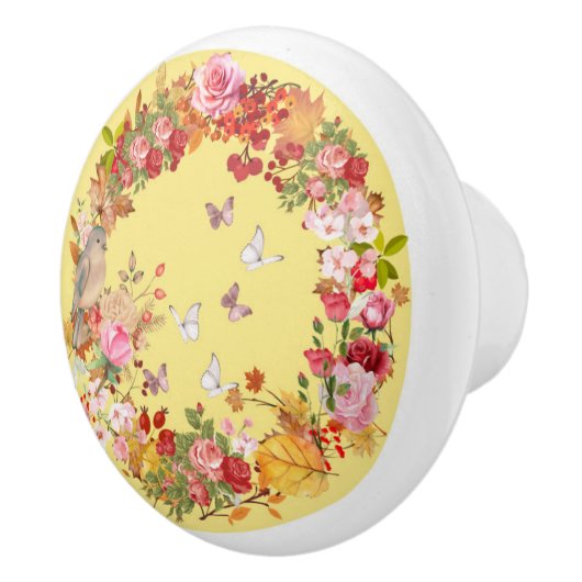 Deurkruk - Keramische knop - Flower Design (Rechts)