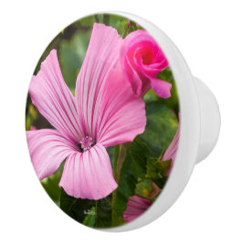 deurkruk roze bloem keramische knop