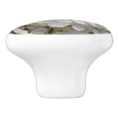 Deurkruk, witte bloemen keramische knop (Zijkant)