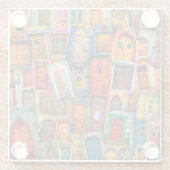 Deurkunst Deurcollage Kleurrijk Glazen Onderzetter (Achterkant)