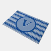 Deurmat - Argyle Patroon in Blauw met Monogram (Schuin)
