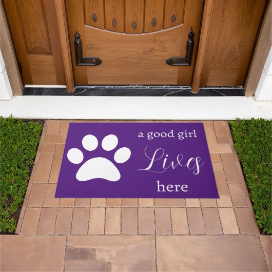 Deurmat - Dog Paw - een goed meisje woont hier (Buiten)