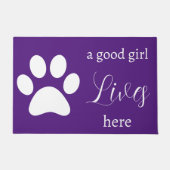 Deurmat - Dog Paw - een goed meisje woont hier (Voorkant)