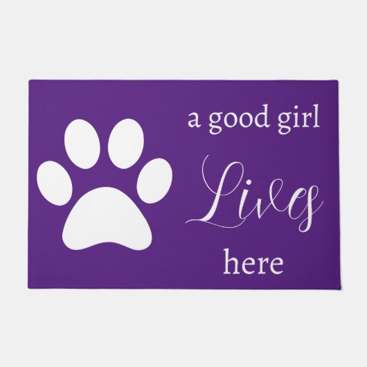 Deurmat - Dog Paw - een goed meisje woont hier (Voorkant)