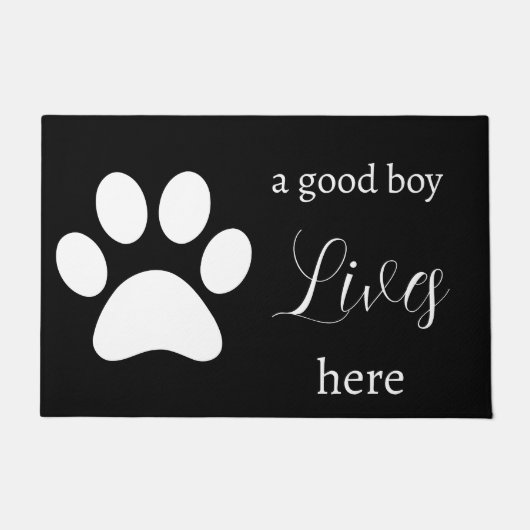 Deurmat - Dog Paw - een goede jongen woont hier (Voorkant)