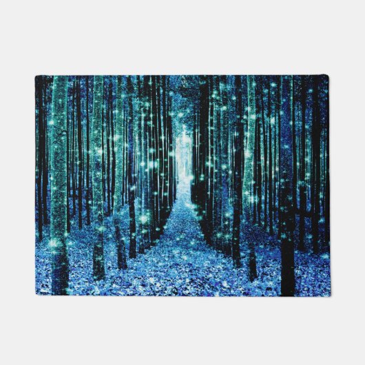 Deurmat : Magisch Woud Turquoise Teal (Voorkant)
