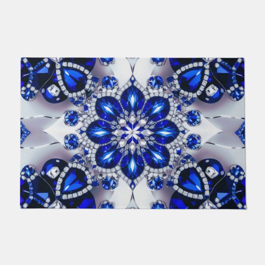 Deurmat met Blauw Wit Kleuren ontwerp (Voorkant)