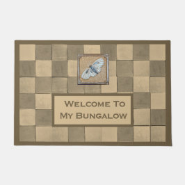 Deurmat met oker en tan tegel