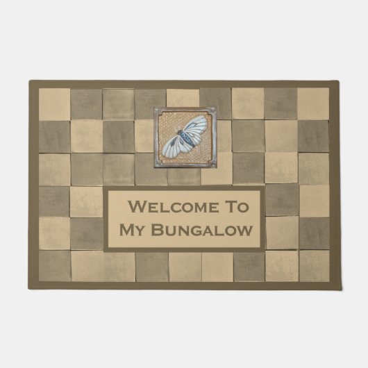 Deurmat met oker en tan tegel (Voorkant)