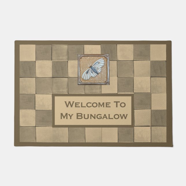 Deurmat met oker en tan tegel (Voorkant)